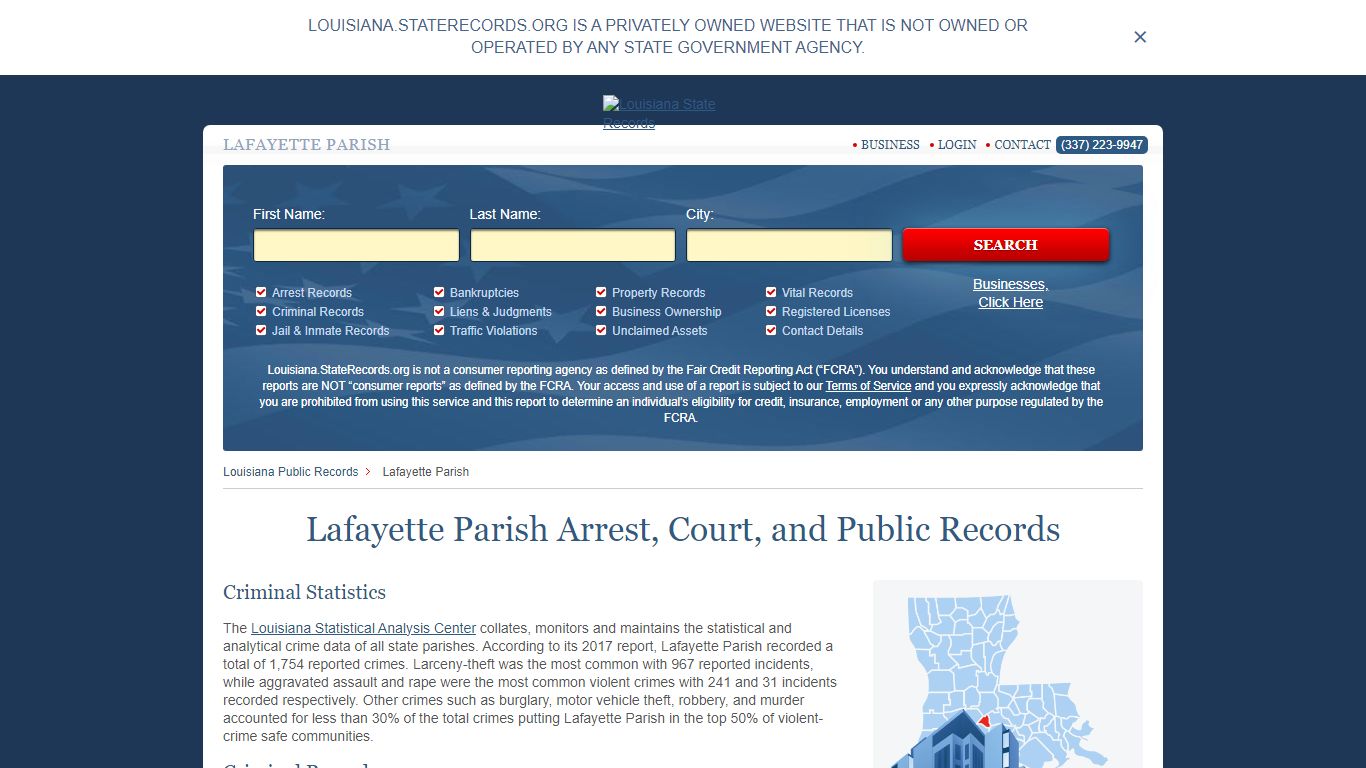 Lafayette Parish Arrest, Court, and Public Records